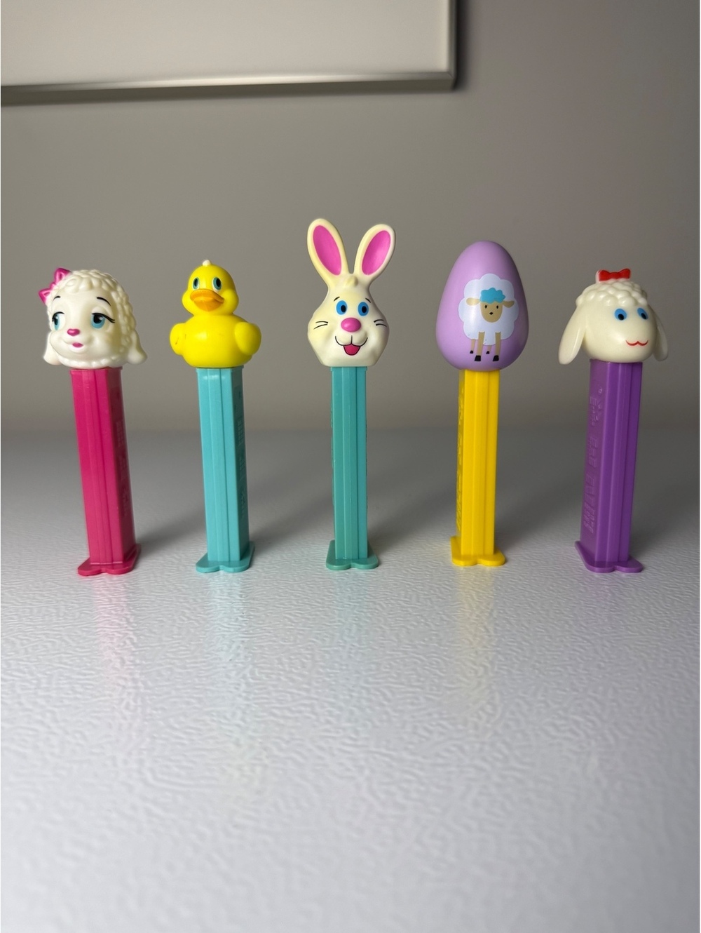 PEZ Easter Lot of 5 Bunny Duck Lamb Egg Pastel Candy Dispensers